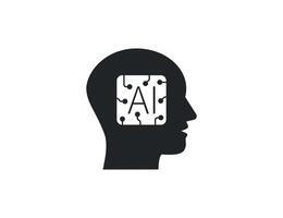 Ai, artificial intelligence on head icon. vector