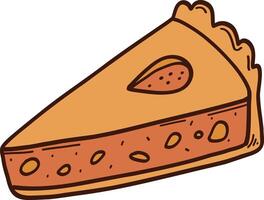 Drawing of a piece of cartoon pie, pastry, dessert. Isolated illustration. vector