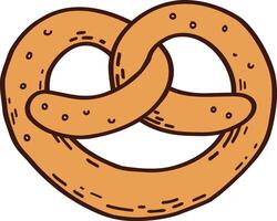 Drawing of a piece of cartoon pie, pastry, pretzel, dessert. Isolated illustration. vector