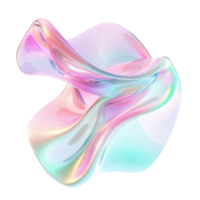 3d abstract Iridescent liquid form blending soft pastel holographic hues, flowing dynamically across transparent surface with contemporary digital aesthetic png