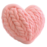 de punto 3d enamorado acogedor rosado corazón, simbolizando amor y hecho a mano artesanía en contra separar png