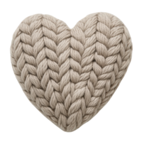 beige knitted 3d valentine cozy heart displaying intricate braiding, handcrafted with soft transparent backdrop for romantic themes png