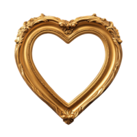 3d Elegant heart shaped frame with intricate floral patterns valentine love and a transparent background, showcasing luxurious design elements png