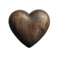 3d pulido Clásico de madera corazón enamorado amor representando romántico sentimiento, flotante en contra puro separar aislado en un transparente antecedentes png