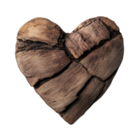 3d resistido de madera corazón revelador orgánico texturas, natural divisiones destacando rústico romance enamorado amor en contra transparente antecedentes png