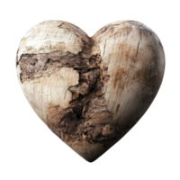 3d resistido de madera corazón revelador orgánico texturas, natural divisiones destacando rústico romance enamorado amor en contra separar aislado en transparente antecedentes png