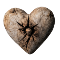 3d resistido de madera corazón revelador orgánico texturas, natural divisiones destacando rústico romance enamorado amor en contra transparente fondo png