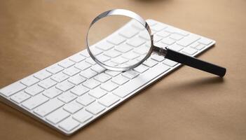 magnifier on the computer keyboard, photo