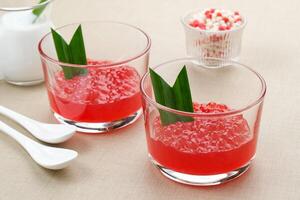 Bubur Sagu Mutiara, Indonesian Dessert Porridge photo