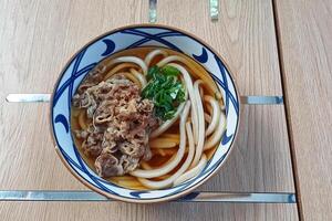 Udon Noodles with beef slice photo