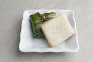 Lemper Ayam, with seasoned shredded chicken or beef floss, Indonesian snack photo