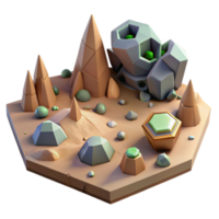 Low Poly Desert Landscape Render, Geometric Crystalline Structures, Abstract Background Image png