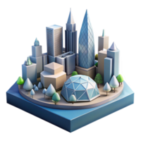 Isometric Cityscape 3D Illustration Modern Urban Architecture Buildings png
