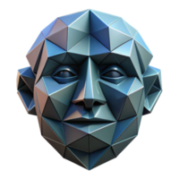 Abstract 3D Low Poly Head Render, Geometric Face, Digital Art png