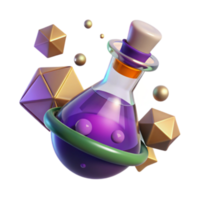 Purple Potion Render Magical Erlenmeyer Flask with Geometric Shapes png