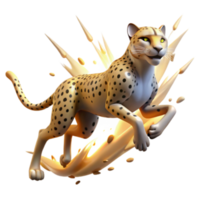 Dynamic Cheetah 3D Render, Running on an Abstract Splash png