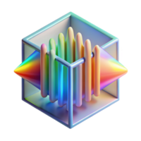 Abstract Render of Colorful Geometric Shapes in a Cube png