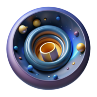 Abstract Render of a Cosmic Sphere with Concentric Rings and Floating Spheres png