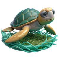 Adorable Render of a Sea Turtle in its Nest png