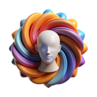 Abstract Render of a Head Surrounded by Colorful Swirling Forms png