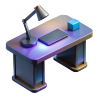 Render of Modern Desk with Lamp and Keyboard png