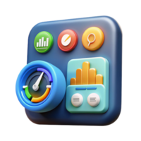 Illustration of Colorful App Interface with Speedometer and Charts png