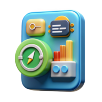 Render of Colorful App Interface with Compass, Charts, and Buttons png