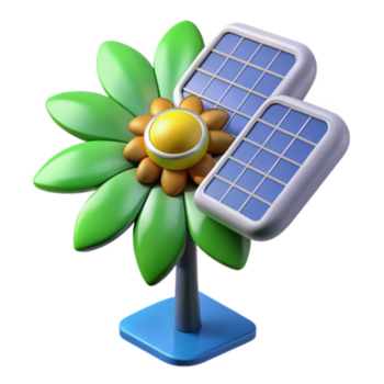 render do uma flor solar painel sustentável energia ilustração png
