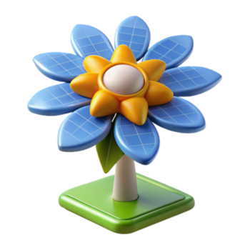 render do uma solar painel flor ilustração verde energia sustentável tecnologia png