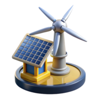 Render of Sustainable Energy Sources Solar Panel and Wind Turbine Icon png
