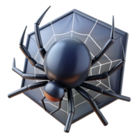 Render of a Black Spider on its Web, Hexagonal Design, Shiny Surface, Arachnid Illustration png