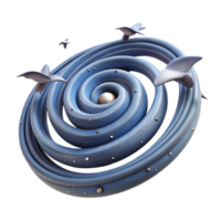 Abstract Render of a Blue Spiral with Birds png