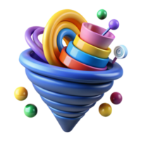 Whimsical Render of Colorful Stacking Rings and Balls in a Vortex png
