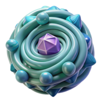 Abstract Render of a Turquoise Swirling Orb with Geometric Shapes png