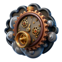 Steampunk Gear Illustration Intricate Clockwork Mechanism in Abstract Cloud Setting png