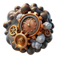 Render of Clockwork Gears in Abstract Cloud Formation png