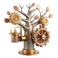 Steampunk Tree Render, Gear Tree Illustration, Mechanical Tree Background, Cogwheel Branches Abstract Art png