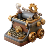 Steampunk Typewriter Illustration Retro Futuristic Machine, Cogs, Gears, Wheels, Vintage Technology png