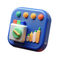 Vibrant Render of Data App Interface with Colorful Charts and Controls png