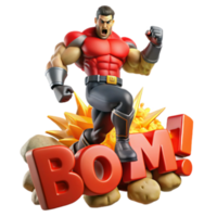Powerful Render of a Superhero Landing on a Bomb Explosion png