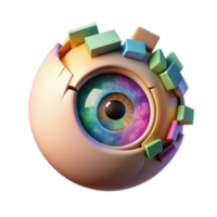 Render of a Colorful Cybernetic Eye with Blocks png