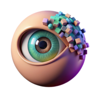 Render of a Stylized Eye with Pixelated Cubes Abstract Background Image png