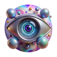 Render of a Metallic Eye in a Colorful Abstract Background png