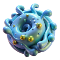 Abstract Render of a Blue Doughnut with Iridescent Bubbles png