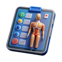 Render of Anatomical Model on Tablet Interface App UI Design png