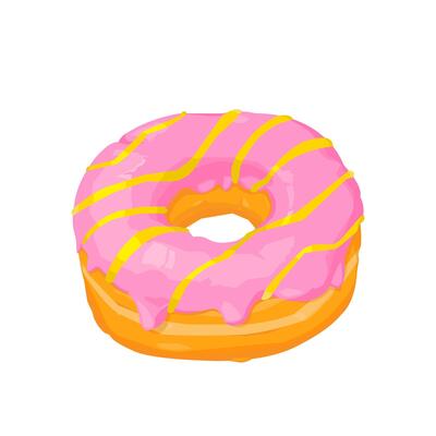 Glazed Donut with Icing Icon Illustration Cartoon