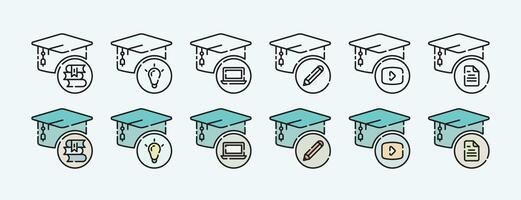 Education and Learning Minimalist Line Icon Set with Outline and Lineal Style vector