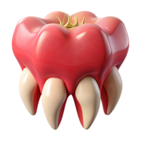 3D depiction of a healthy tooth with a clean gumline, shiny enamel, and lifelike shadows, ideal for medical diagrams png