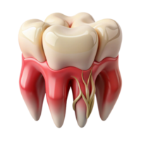 3D render of a human tooth with a focus on the gum attachment png