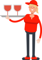 Girl Character Serving Wine Illustration png
